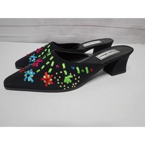 Diane Gilman Ribbon Flower Slip On Heels Size 8